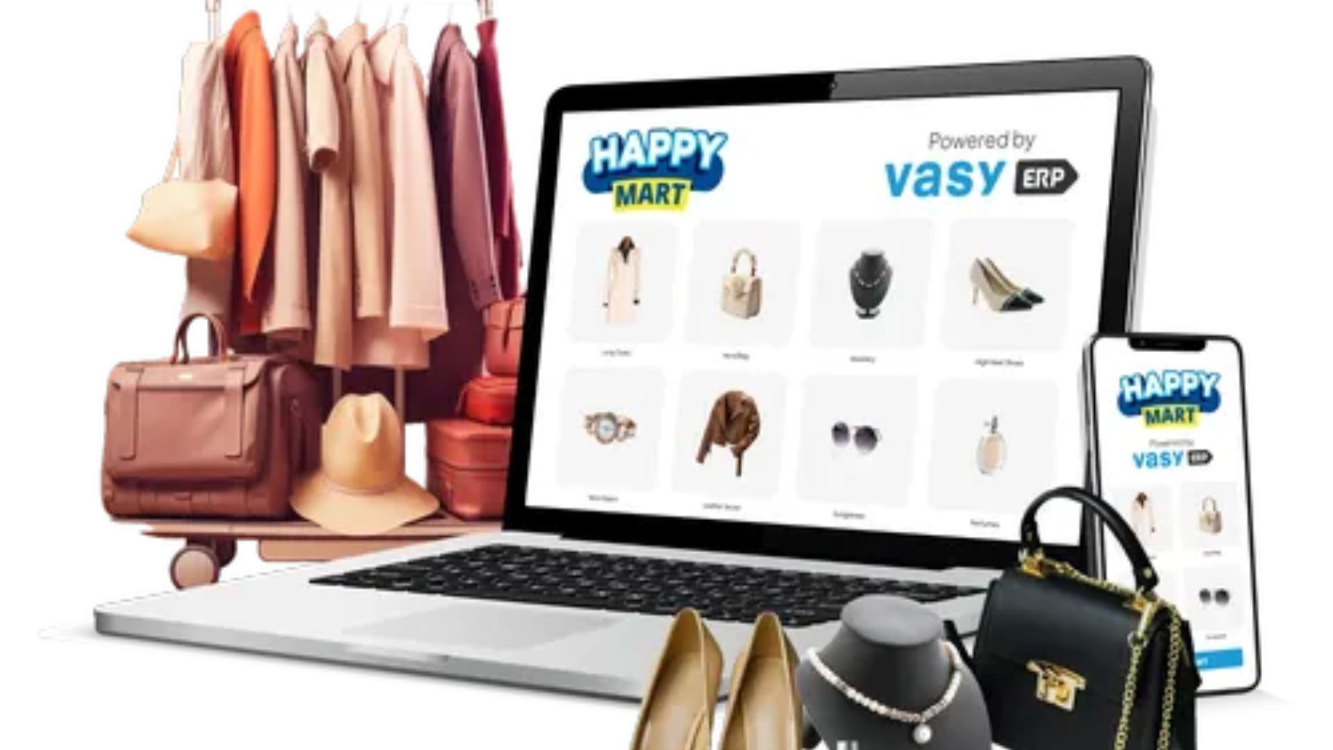 Clothes and a Laptop Showing How Boutique PoS Systems Boost Sales